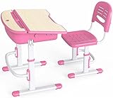 Leomark Ergonomisch Kinderschreibtisch SMART schreibtisch und Stuhl höhenverstellbar Farbe Pink mit Schublade - 4