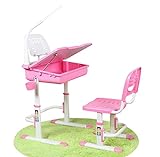 Leomark Ergonomisch Kinderschreibtisch SMART schreibtisch und Stuhl höhenverstellbar Farbe Pink mit Schublade - 2