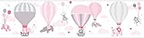 anna wand Lampenschirm HOT AIR BALLOONS ROSA/GRAU – Schirm für Kinder/Baby Lampe mit Tieren in Heißluftballons – Sanftes Licht für Tisch-, Steh- & Hängelampe im Kinderzimmer Mädchen & Junge - 2