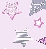 STERNE Mädchen Bettwäsche Kinderbettwäsche 100 % Baumwolle · Stars & Sternchen · rosa lila grau – Bettbezug 100×135 + Kissenbezug 40×60 – hergestellt in Deutschland · Biber / Flanell - 3