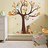 Ufengke® Cartoon Wald Tier Eule Affe Bär Baum Wandabziehbilder,Kinderzimmer Babyzimmer Entfernbare Wandtattoos Wandbilder