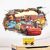 ufengke 3D Beschädigten Wand Karikatur Autos Flugzeuge Wandsticker, Kinderzimmer Babyzimmer Entfernbare Wandtattoos Wandbilder