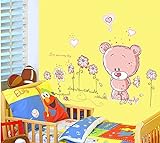 ufengke® Niedliche Bären Schönen Blumen Wandsticker, Kinderzimmer Babyzimmer Entfernbare Wandtattoos Wandbilder - 6