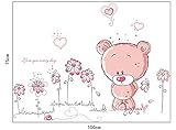 ufengke® Niedliche Bären Schönen Blumen Wandsticker, Kinderzimmer Babyzimmer Entfernbare Wandtattoos Wandbilder - 8