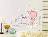 ufengke® Niedliche Bären Schönen Blumen Wandsticker, Kinderzimmer Babyzimmer Entfernbare Wandtattoos Wandbilder - 4