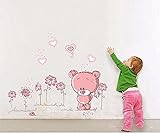 ufengke® Niedlichen Rosa Bären Lieben Herz Wandsticker, Kinderzimmer Babyzimmer Entfernbare Wandtattoos Wandbilder