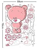 ufengke® Niedlichen Rosa Bären Lieben Herz Wandsticker, Kinderzimmer Babyzimmer Entfernbare Wandtattoos Wandbilder - 2