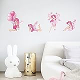 decalmile Rosa Fee Wandtattoo Herausnehmbar Vinyl Wandaufkleber Wandbilder für Kinderzimmer Mädchen Babyzimmer Kinderzimmer - 5