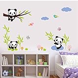ZBYLL Wall Sticker Panda Bambus 3D herausnehmbare Wand Aufkleber Kinderzimmer Deko Wandbilder