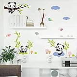 ZBYLL Wall Sticker Panda Bambus 3D herausnehmbare Wand Aufkleber Kinderzimmer Deko Wandbilder - 2