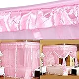 Vier Eckpost Bett Baldachin Vorhang Moskitonetz Schlafzimmer Kinderzimmer Zimmer Prinzessin Stil Netting Bettwäsche Nette Dekoration (Farbe : Rosa, Abmessung : 1.2m*2m) - 5