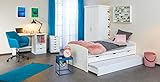 Inter Link Bett Funktionsbett Kinderbett Einzelbett Stauraumbett modernes Bett Kiefer massiv Weiss lackiert - 7