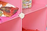 Kinder Kleiderschrank Garderoben Flur Schrank Badschrank Hoch Regal in Pink mit süßen Motiven - 