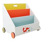 Labebe - Kinder Holz Bücherregal Spielzeugregale mit Rollen - 3 Fächer / 600x430x550 mm (weiß Fuchs) - 