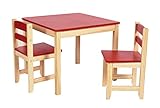 ts-ideen Kinder Sitzgruppe Tisch Stühle Holz Set Kinderzimmer Spielmöbel Möbel rot Sitzecke Kiefernmöbel