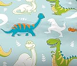 Aminata Kids - Bettwäsche Kinder 100x135 Dinosaurier Dino Jungen Mikrofaser-Kinderbettwäsche Kleinkinder Drache blau Babybettwäsche Kinderbett-Baby - 