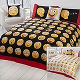 Just Contempo Bettwäsche-Set, Motiv: Emoji-Icon, Bettbezug-Set, mehrfarbig, Einzelbett