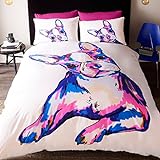 # Betten Quirky Buster Bettbezug-Set mit bebilderte Hunde Zeichnen Art, Polycotton, Mehrfarbig, Doppelbett