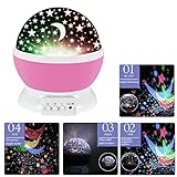Mond-Sterne-Beleuchtungslampe,Bestes Weihnachtsgeschenk Weihnachtsbeleuchtung Sunvito Star Sky Moon Decorative Light,Mood Light with 4 LED Korne 360 Rotating fuer Bedroom, Playroom, Baby Room, Kids Room ,Lieber，Halloween, Christmas, Romantic - 2