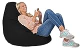 Lumaland Luxury stylischer Gaming Beanbag Lederimitat Sitzsack 230L Füllung Indoor Outdoor verschiedene Farben Schwarz - 8