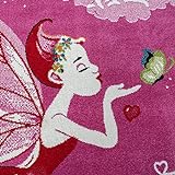 Kinderteppich Pink Zauberfee Prinzessin Kinder Teppiche für Mädchen Fuchsia Pink, Grösse:120x170 cm - 