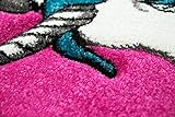 Kinderteppich Spielteppich Kinderzimmer Teppich Einhorn Design mit Konturenschnitt Pink Creme Türkis Größe 140×200 cm - 4