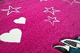 Kinderteppich Spielteppich Kinderzimmer Teppich Einhorn Design mit Konturenschnitt Pink Creme Türkis Größe 140×200 cm - 5