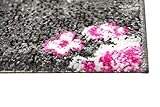 Designer Teppich Moderner Teppich Wohnzimmer Teppich Blumenmuster Grau Lila Pink Weiss Rosa Größe 60×110 cm - 8